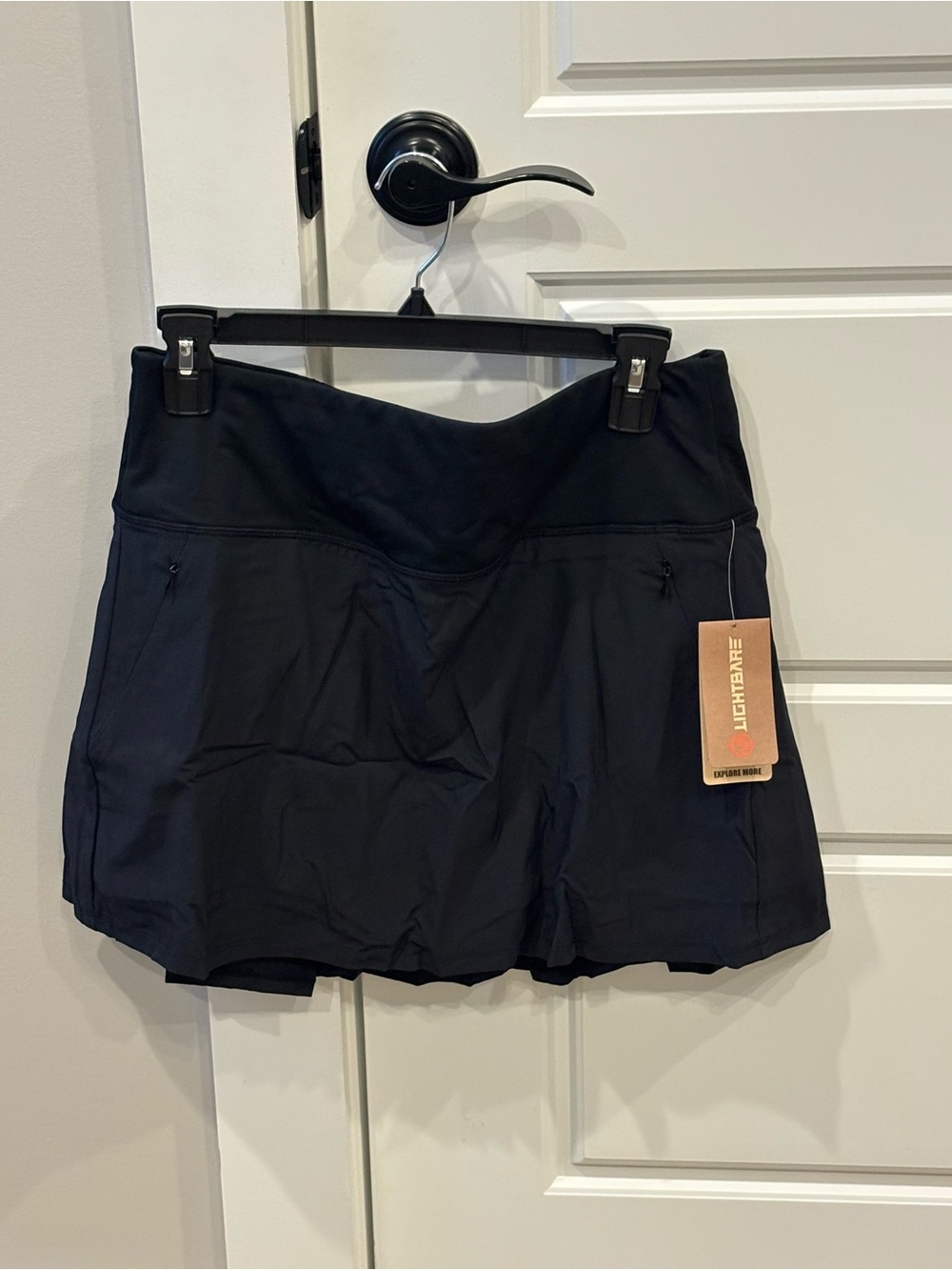 Black Active Skort with Zip Pockets - Picture 2 of 6